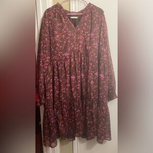 Floral Pink and Brown Women's Dress